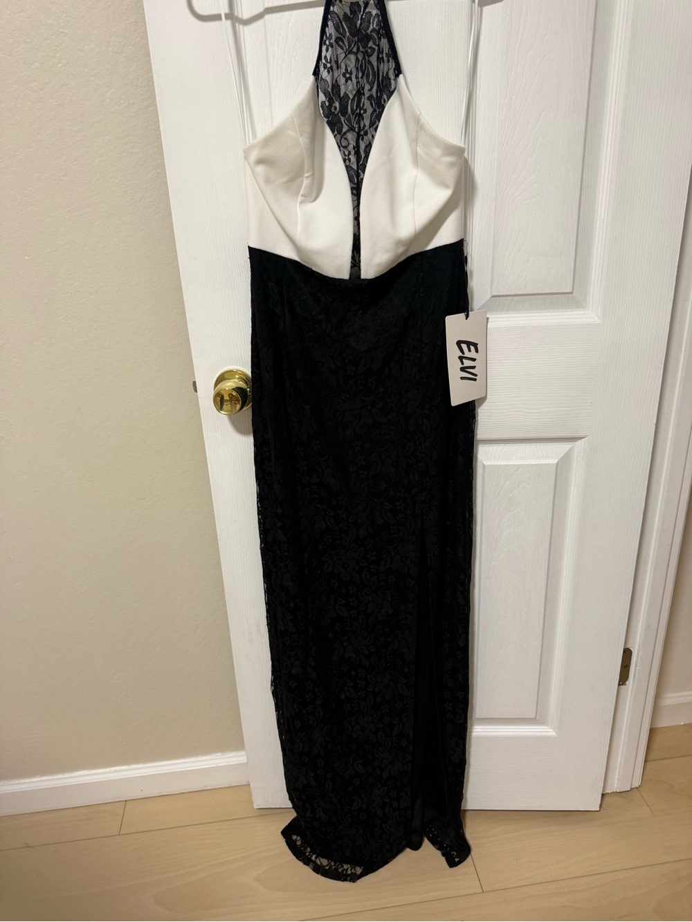 Elvi Black and White Lace Maxi Dress